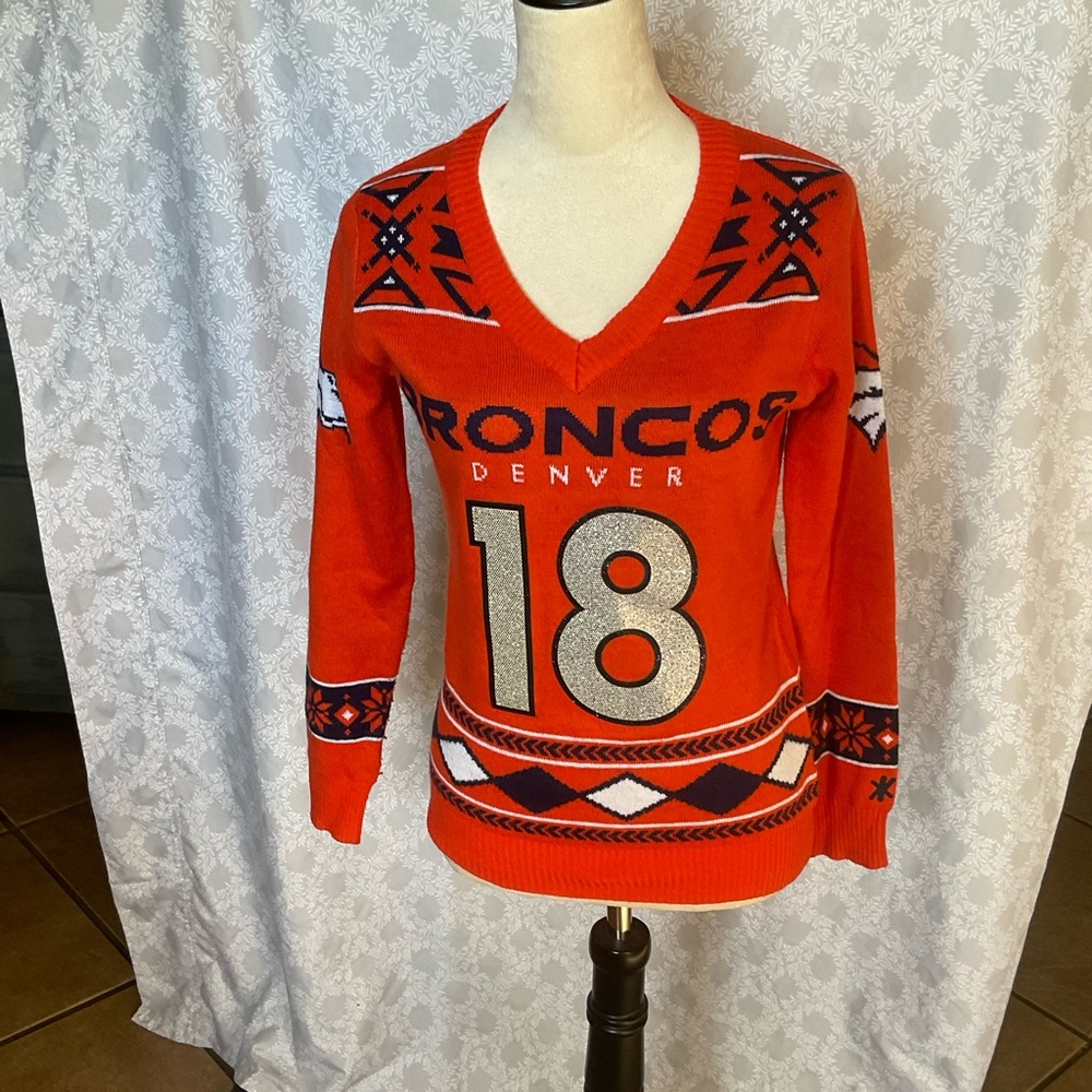 NFL Orange V-Neck Sweater